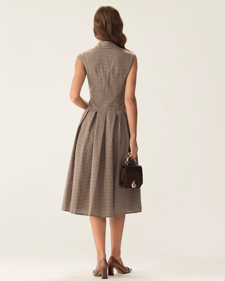 Sophie™ | Jupe midi à carreaux marron
