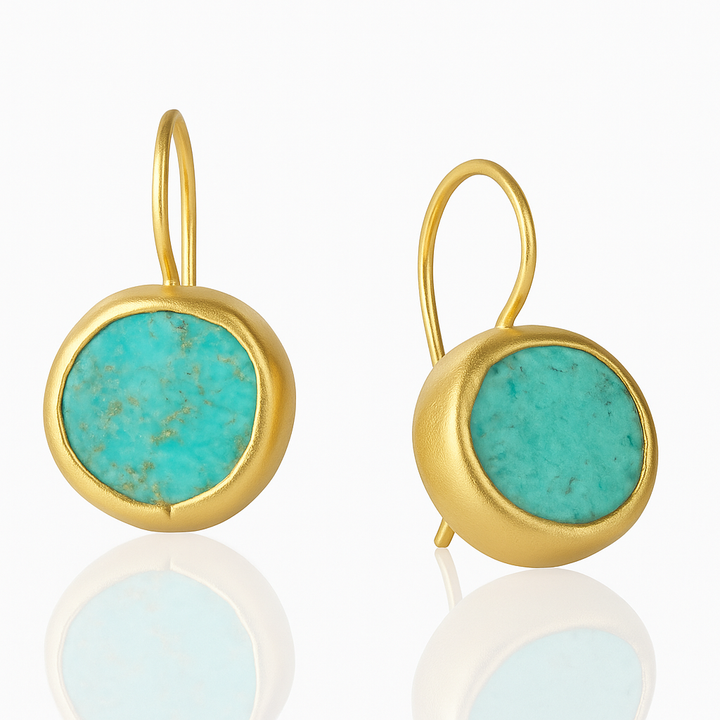 Amelie™ | Boucles d’oreilles en or avec pierre turquoise - 1 + 1 GRATUIT
