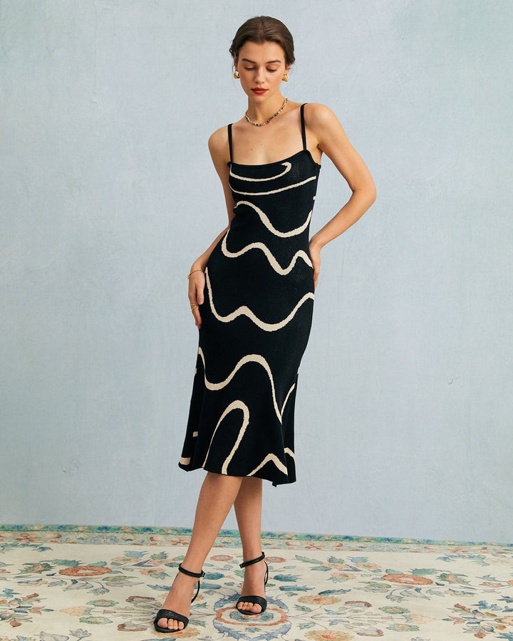 Charlotte™ | Robe midi noire avec fente sirène
