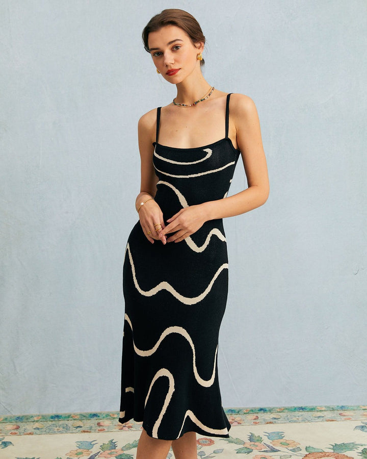 Charlotte™ | Robe midi noire avec fente sirène